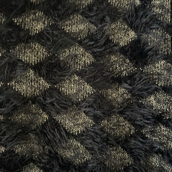 Alfani Black and Gold Fuzzy Open Front Sweater SZ M - Picture 6 of 7
